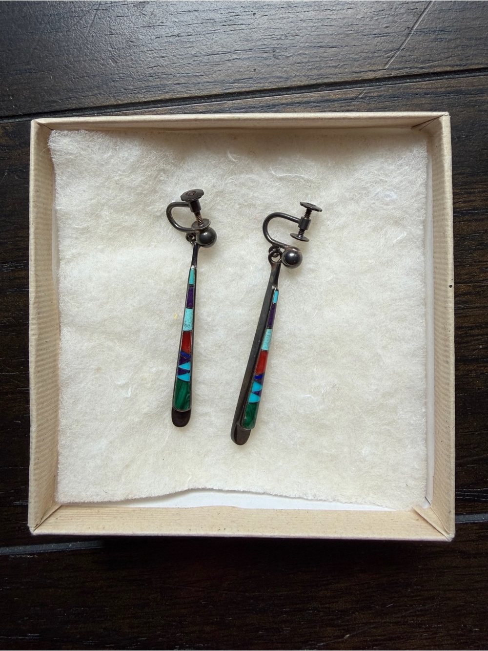 Four Winds Gallery Native American Style Multi-Stone Inlay Screw-Back Earrings